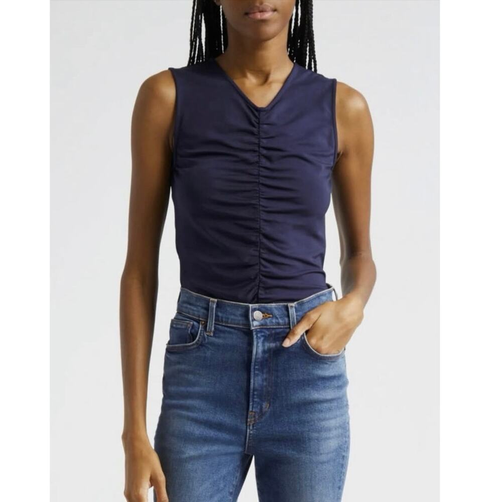 Veronica Bears Ruched Navy Tank